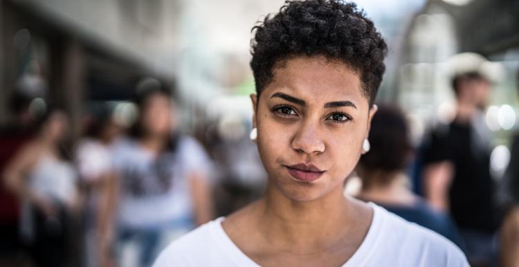 woman looking serious