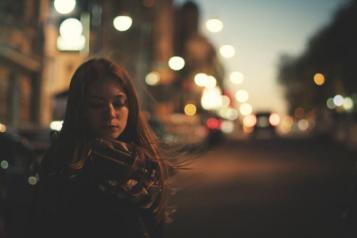 woman in dark street